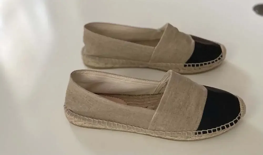 J.Crew Women's Size 7.5 Tan and Black Cap-Toe Espadrille Flats